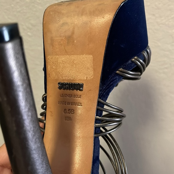 SCHUTZ Blue Velvet Platform‎ High Heels Sandals size 6.5 - Picture 8 of 8